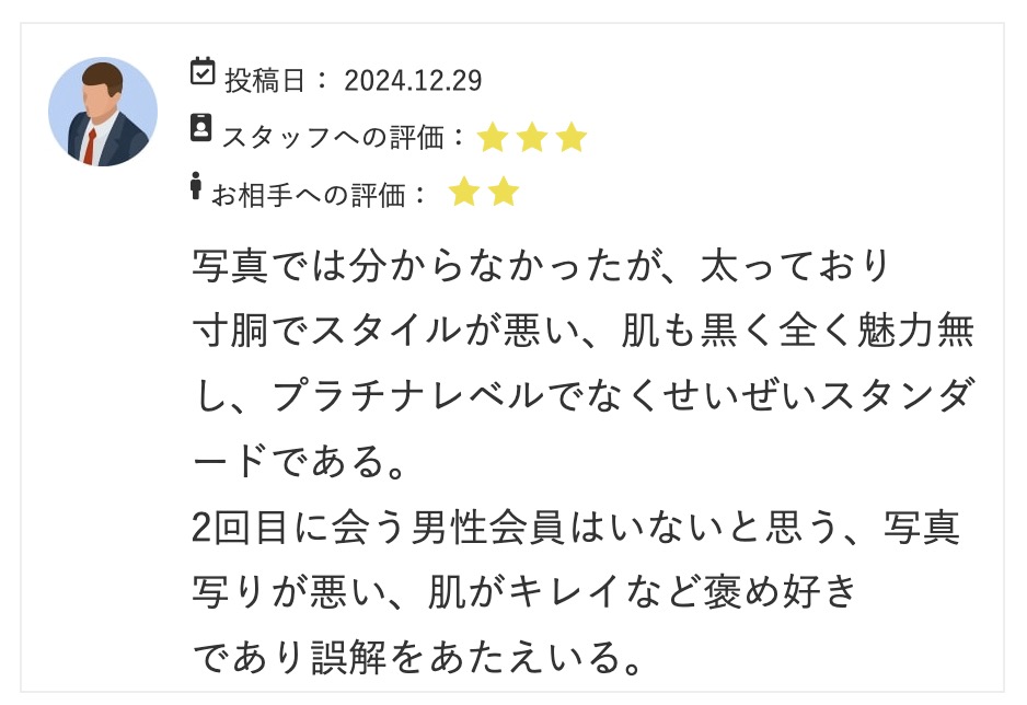 ユニバーサル俱楽部の悪い口コミ（男性）